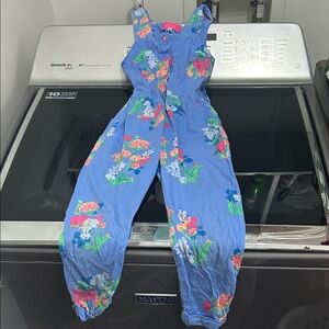 Girls size 4 long pants one piece romper outfit casual flowers spring Easter